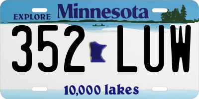 MN license plate 352LUW