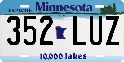 MN license plate 352LUZ