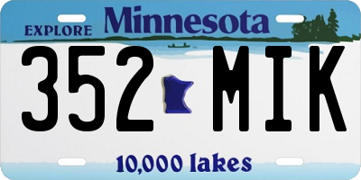 MN license plate 352MIK