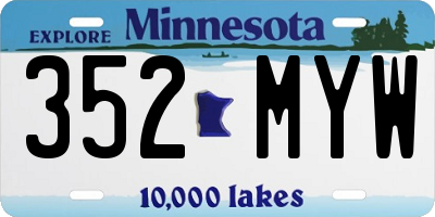 MN license plate 352MYW