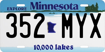 MN license plate 352MYX