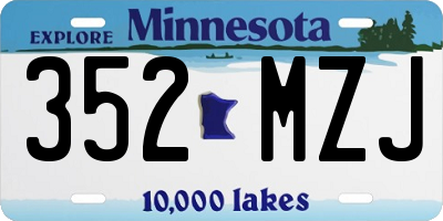 MN license plate 352MZJ