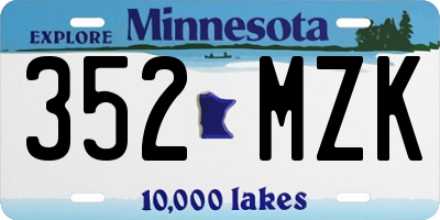 MN license plate 352MZK
