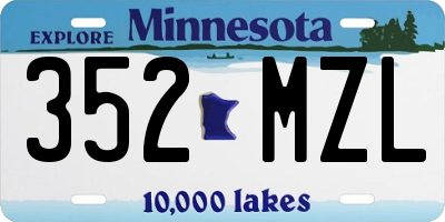 MN license plate 352MZL