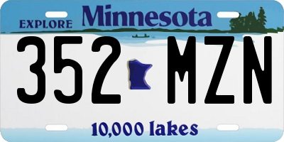 MN license plate 352MZN