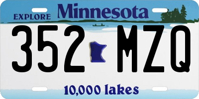 MN license plate 352MZQ