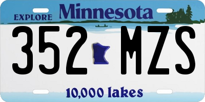MN license plate 352MZS