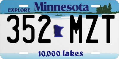 MN license plate 352MZT