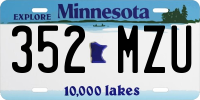 MN license plate 352MZU