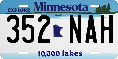 MN license plate 352NAH