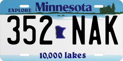 MN license plate 352NAK