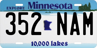 MN license plate 352NAM