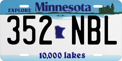 MN license plate 352NBL