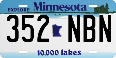 MN license plate 352NBN
