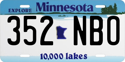 MN license plate 352NBO