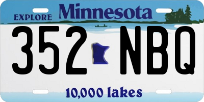 MN license plate 352NBQ