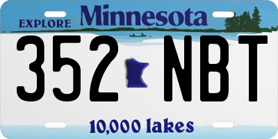 MN license plate 352NBT