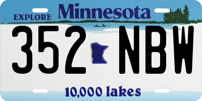MN license plate 352NBW