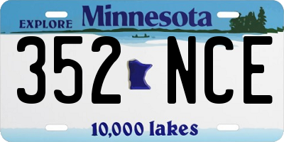 MN license plate 352NCE