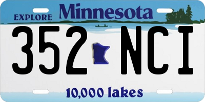 MN license plate 352NCI
