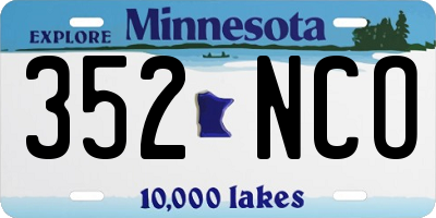 MN license plate 352NCO