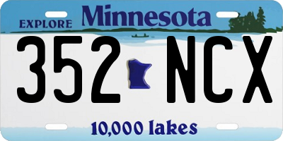 MN license plate 352NCX