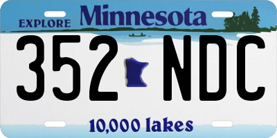 MN license plate 352NDC