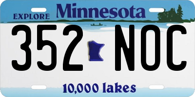 MN license plate 352NOC