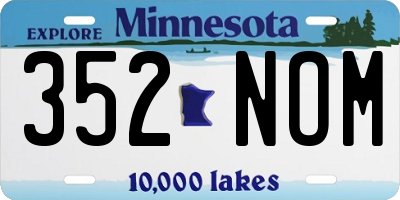 MN license plate 352NOM