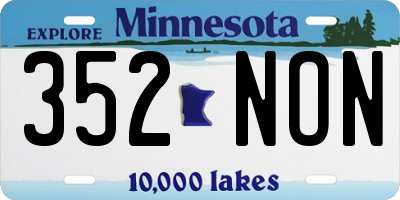 MN license plate 352NON