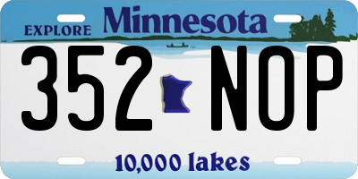 MN license plate 352NOP