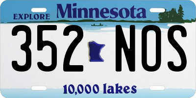 MN license plate 352NOS