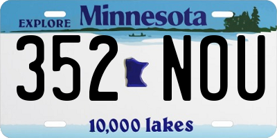 MN license plate 352NOU