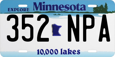 MN license plate 352NPA