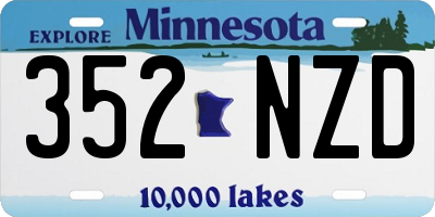 MN license plate 352NZD