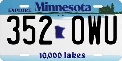 MN license plate 352OWU