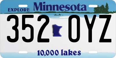 MN license plate 352OYZ