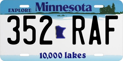 MN license plate 352RAF