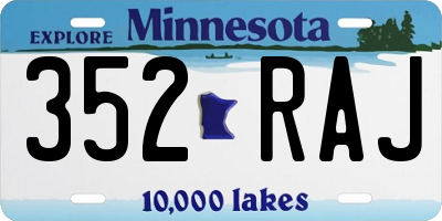 MN license plate 352RAJ