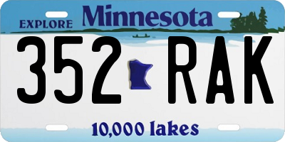 MN license plate 352RAK