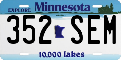MN license plate 352SEM