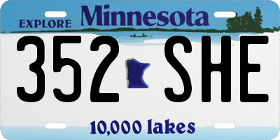 MN license plate 352SHE