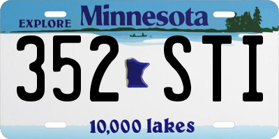 MN license plate 352STI