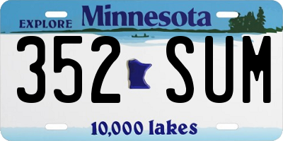 MN license plate 352SUM
