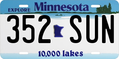 MN license plate 352SUN