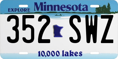 MN license plate 352SWZ