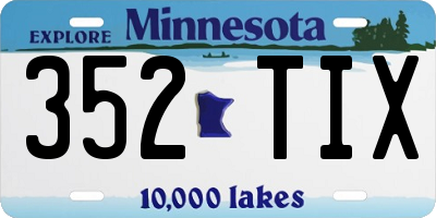 MN license plate 352TIX