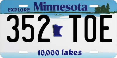 MN license plate 352TOE