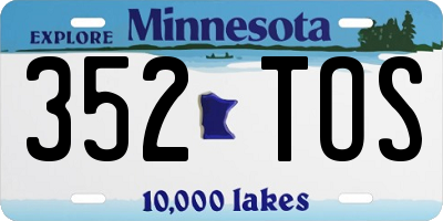 MN license plate 352TOS