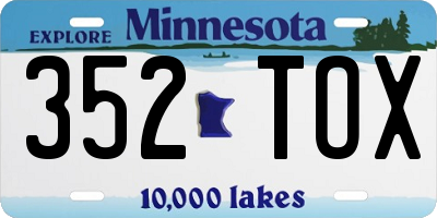 MN license plate 352TOX